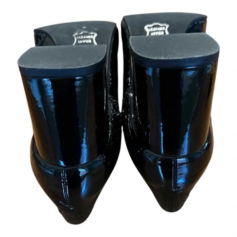 FS NY Classic Black Patent Leather Round-Toe Loafer Heels for Women‎ SZ 8
